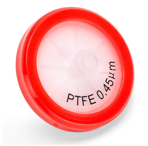 Syringe Filter, Polytetrafluoroethylene (PTFE) Hydrophobic Membrane, 0.45 Micrometers Porosity, 30 mm Diameter, Polypropylene (PP) Housing, Non-Sterile, Bulk Packed, 1000/CS, Globe Scientific, SF-PTFE-H-4530