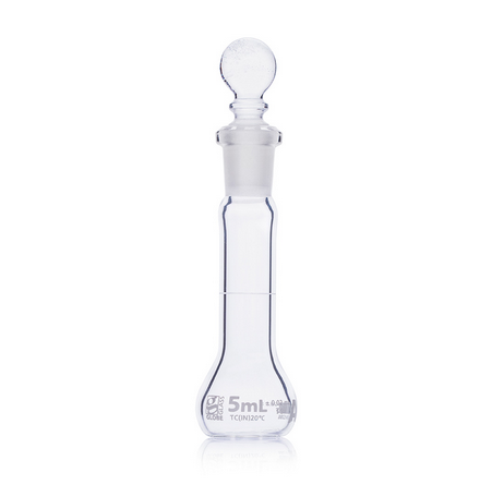 Flask, Volumetric, Globe Glass, 5 mL, CLASS A, TO CONTAIN (TC), ASTM E288, 12/CS, Globe Scientific, 8200005
