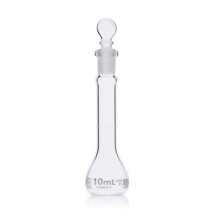 Flask, Volumetric, Globe Glass, 10 mL, CLASS A, TO CONTAIN (TC), ASTM E288, 12/CS, Globe Scientific, 8200010