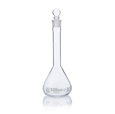 Flask, Volumetric, Wide Mouth, Globe Glass, 100 mL, CLASS A, TO CONTAIN (TC), ASTM E288, 12/CS, Globe Scientific, 8230100