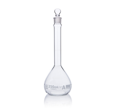 Flask, Volumetric, Wide Mouth, Globe Glass, 250 mL, CLASS A, TO CONTAIN (TC), ASTM E288, 12/CS, Globe Scientific, 8230250