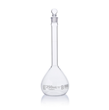 Flask, Volumetric, Globe Glass, 250 mL, Class B, To Contain (TC), ASTM E288, 12/CS, Globe Scientific, 8250250