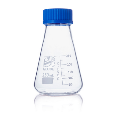 Flask, Erlenmeyer, Globe Glass, 250 mL, Screw Cap, ASTM E1404, 12/CS, Globe Scientific, 8420250