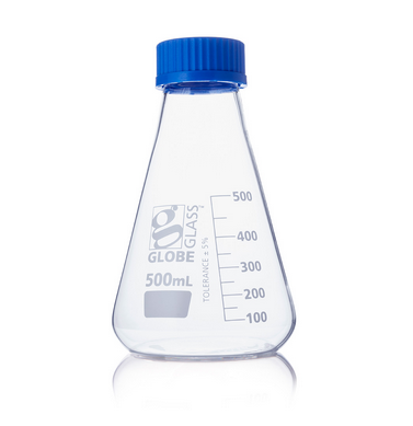 Flask, Erlenmeyer, Globe Glass, 500 mL, Screw Cap, ASTM E1404, 6/PK, Globe Scientific, 8420500