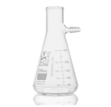 Flask, Filter, Globe Glass, 250 mL, Dual Graduations, ASTM E1406, 18/CS, Globe Scientific, 8450250