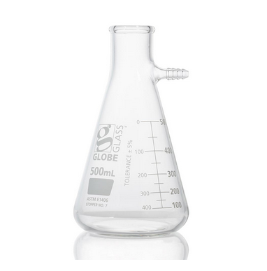 Flask, Filter, Globe Glass, 500 mL, Dual Graduations, ASTM E1406, 18/CS, Globe Scientific, 8450500