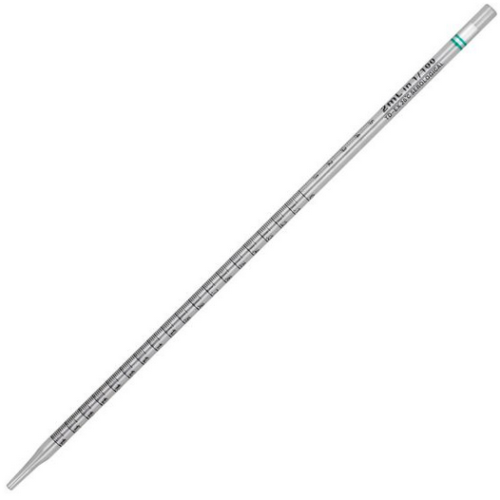 Pipette, Serological, 2 mL, Polystyrene (PS), Standard Tip, 275 mm, STERILE, Green Band, Individually Wrapped, 500/CS (in 5 Bags of 100), Globe Scientific, 1722
