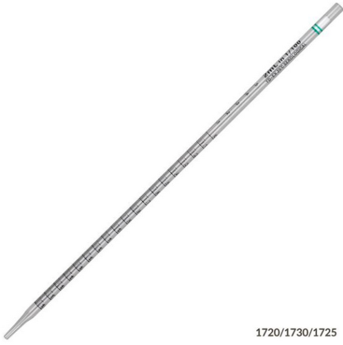 Pipette, Serological, 2 mL, Polystyrene (PS), Standard Tip, 275 mm, Non-Sterile, Green Band, 1000/CS (in 40 PKS of 25), Globe Scientific, 1735