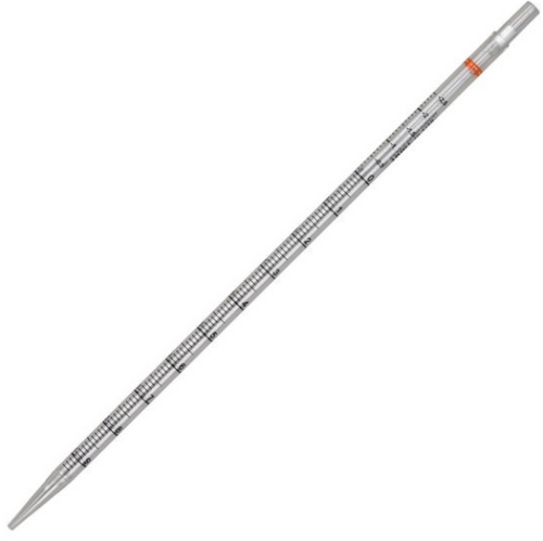 Pipette, Serological, 10 mL, Polystyrene (PS), Standard Tip, 345 mm, STERILE, Orange Band, Individually Wrapped, 200/CS (in 4 Bags of 50), Globe Scientific, 1762