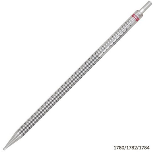 Pipette, Serological, 25 mL, Polystyrene (PS), Standard Tip, 345 mm, STERILE, Red Band, Bulk, 100/CS (4 Bags of 25), Globe Scientific, 1782