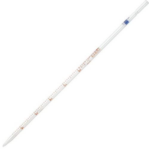 Pipette, Serological, Glass, Reusable, 5 mL, Class A, To Deliver (TD), 0.1 mL Graduations, Blue Band, 12/CS (in 2 Boxes of 6), Globe Scientific, 8500005