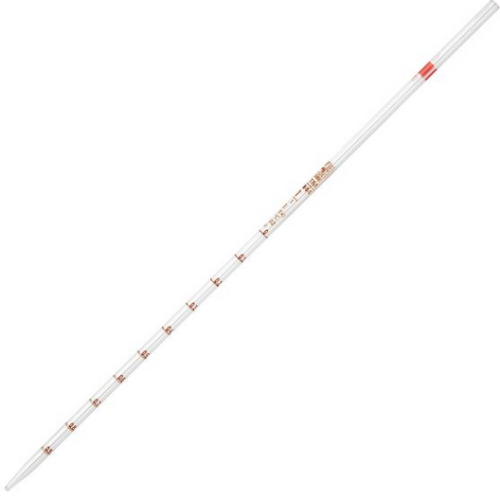 Pipette, Serological, Glass, Reusable, 1 mL, Class B, To Deliver (TD), 0.1 mL Graduations, Red Band, ASTM E1044, 12/CS (in 2 Boxes of 6), Globe Scientific, 8510001
