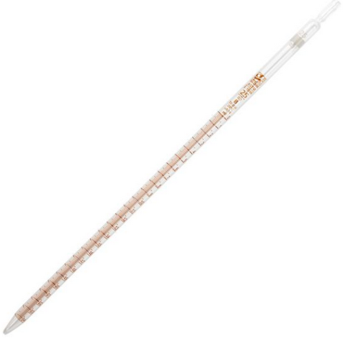 Pipette, Serological, Glass, Reusable, 25 mL, Class B, To Deliver (TD), 0.1 mL Graduations, White Band, ASTM E1044, 12/CS (in 2 Boxes of 6), Globe Scientific, 8510025