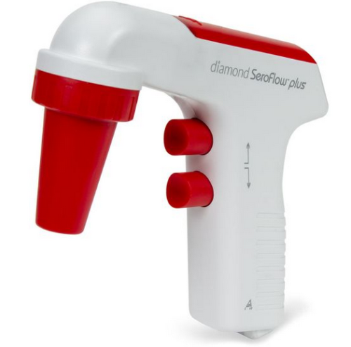Motorized Serological Pipette Controller, Diamond SeroFlow Plus, Digital, Rechargeable, 240 V 50 Hz, with EU and UK Plugs, EA, Globe Scientific, 3387-UK-EU