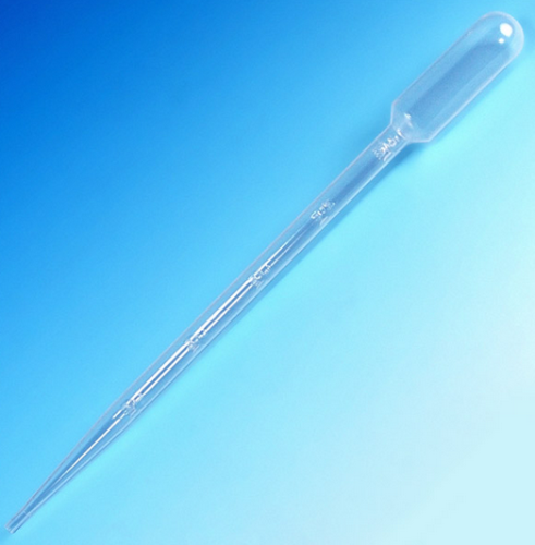 Transfer Pipet, 15 mL, Graduated to 5 mL, Extra Long, 216 mm (8.5 Inches Long), 250/PK, Globe Scientific, 139060-250