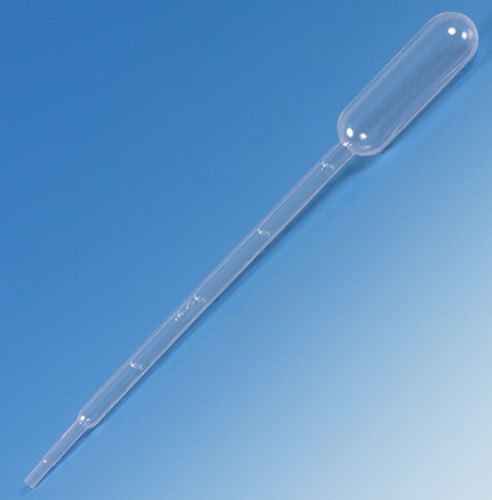 Transfer Pipet, 5.0 mL, Large Bulb, Graduated to 1 mL, 150 mm, STERILE, Individually Wrapped, 400/CS (4 Bags of 100), Globe Scientific, 137018