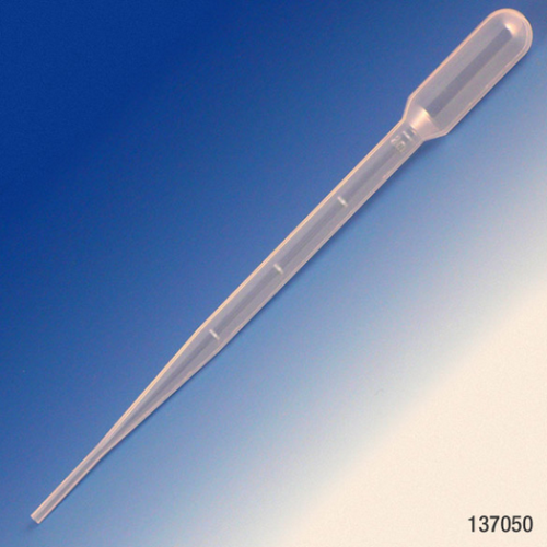 Transfer Pipet, 5.0 mL, Blood Bank, Graduated to 2 mL, 155 mm, 5000/CS (10 Dispenser PKs of 500), Globe Scientific, 137050