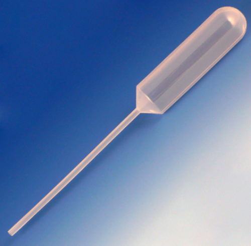 Transfer Pipet, 15.0 mL, Narrow Stem, Large Bulb, 155 mm, 2500/CS (10 Dispenser PKs of 250), Globe Scientific, 139040