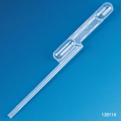 Transfer Pipet, Exact Volume, 100 microliters (0.10 mL), 83 mm Long, 5000/CS (10 PKs of 500), Globe Scientific, 139114