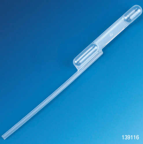 Transfer Pipet, Exact Volume, 200 microliters (0.20 mL), 115 mm Long, 5000/CS (10 PKs of 500), Globe Scientific, 139116