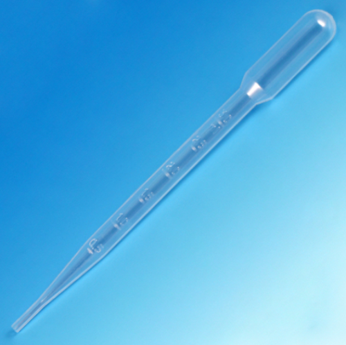 Transfer Pipet, 7.0 mL, Large Bulb, Graduated to 3 mL, 155 mm, STERILE, 100/PK (5 Bags of 20), Globe Scientific, 135238-100