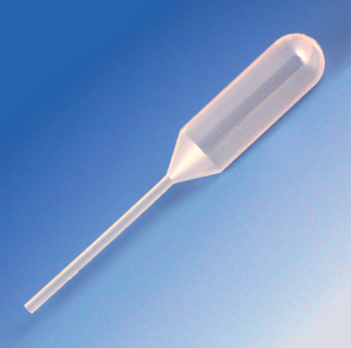 Transfer Pipet, 4.0 mL, Narrow Stem, Short, 85 mm, STERILE, Individually Wrapped, 5000/CS, Globe Scientific, 136020-S01