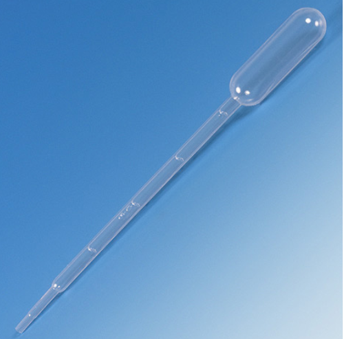 Transfer Pipet, 5.0 mL, Large Bulb, Graduated to 1 mL, 150 mm, 500/Dispenser Box, Globe Scientific, 137010-500