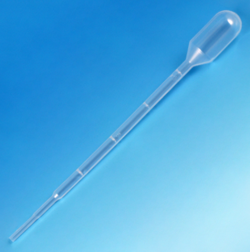 Transfer Pipet, 3.0 mL, Small Bulb, Graduated to 1 mL, 140 mm, STERILE, 400/CS (20 PKs of 20), Globe Scientific, 137035-S20