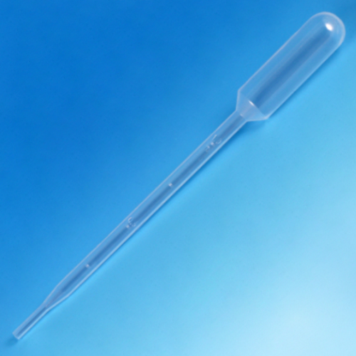 Transfer Pipet, 5.0 mL, Large Bulb, Graduated to 1 mL, 145 mm, STERILE, Individually Wrapped, Cellophane Pack, 100/PK, Globe Scientific, 137038-100