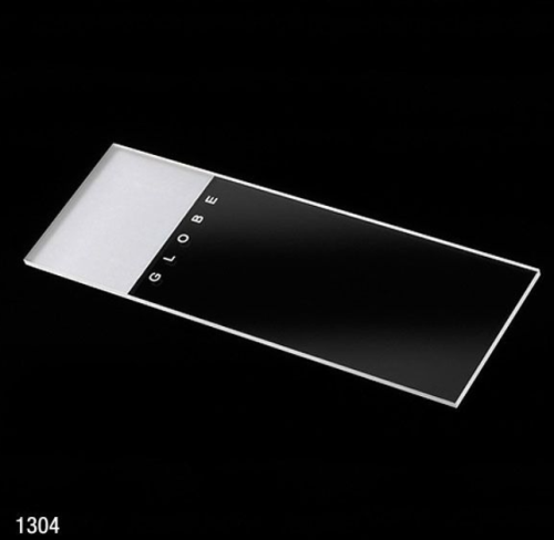 Microscope Slides, Glass, 25 x 75 mm, 90 Degree Ground Edges, Frosted, 1 End, 1 Side , 144/PK (2 Boxes of 72), Globe Scientific, 1304-144