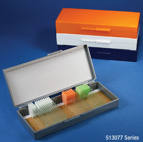 Slide Box for 50 Slides, ABS Plastic, Cork Lined, Dark Gray, 120/CS, Globe Scientific, 513077G
