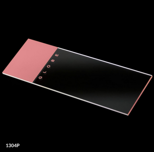 Microscope Slides, Glass, 25 x 75 mm, 90 Degree Ground Edges, Pink Frosted, 144/PK (2 Boxes of 72), Globe Scientific, 1304P-144