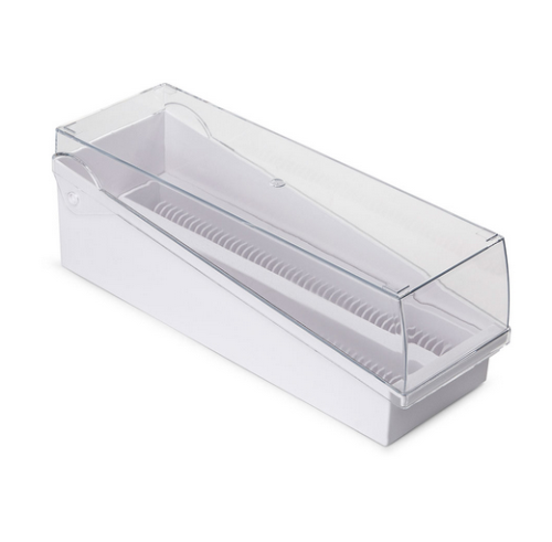 Slide Storage Box with Hinged Lid and Removable Draining Tray, 100-Place for up to 200 Slides, ABS, White, EA, Globe Scientific, 513250W-1