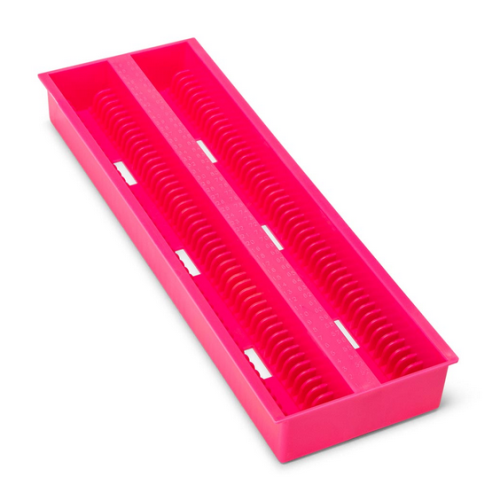 Slide Draining Tray, 100-Place for up to 200 Slides, ABS, Pink, EA, Globe Scientific, 513252P-1