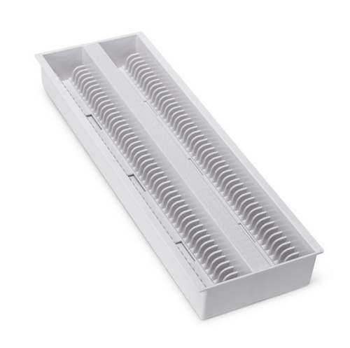 Slide Draining Tray, 100-Place for up to 200 Slides, ABS, White, EA, Globe Scientific, 513252W-1