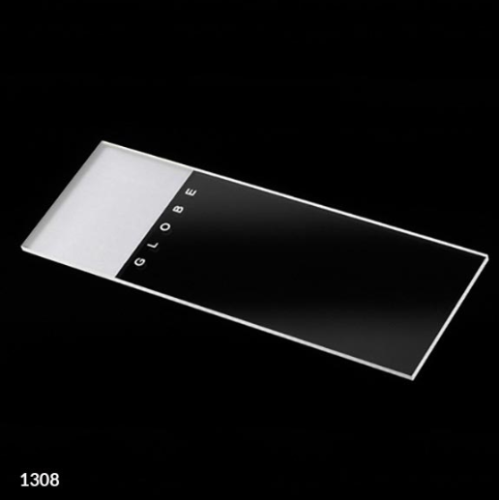 Microscope Slides, Glass, 25 x 75 mm, 90 Degree Ground Edges, Frosted, 1 End, Both Sides, 144/PK (2 Boxes of 72), Globe Scientific, 1308-144