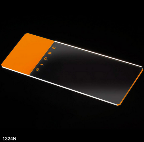 Microscope Slides, Glass, 25 x 75 mm, 90 Degree Ground Edges with Safety Corners, Orange Frosted, 1440/CS (20 PKs of 72), Globe Scientific, 1324N