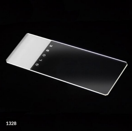 Microscope Slides, Glass, 25 x 75 mm, 90 Degree Ground Edges with Safety Corners, Frosted, 1 End, Both Sides, 144/PK (2 Boxes of 72), Globe Scientific, 1328-144