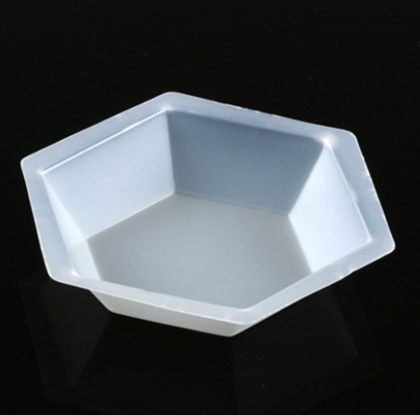 Weighing Boat, Plastic, Hexagonal, Antistatic, PS, White, X-Large, 350 mL, 3000/CS (6 Bags of 500), Globe Scientific, 3618