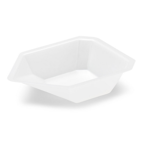 Weighing Boat Vessel, Plastic, with Pour Spout, Antistatic, PS, White/Natural, 25 mL, 4000/CS (16 Bags of 250), Globe Scientific, 3627