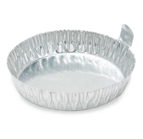 Aluminum Dish, 76 mm, 2.0 g (80 mL), Crimped Side with Tab, 1000/CS (10 PKs of 100), Globe Scientific, 8307