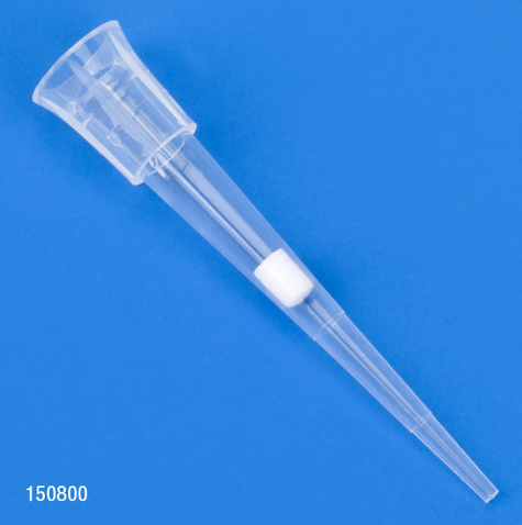 Filter Pipette Tip, 0.1 - 10 microliter, Certified, Universal, Low Retention, Graduated, 31 mm, Natural, STERILE, 9600/CS (10 Boxes with 10 Racks of 96), Globe Scientific, 150800