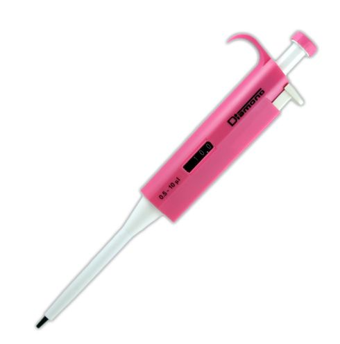 Pipette, Diamond, Adjustable Volume, 0.5 - 10 microliter, Pink, Globe Scientific, 3301-10