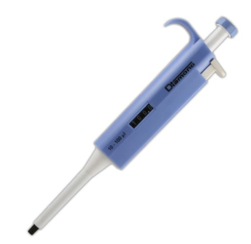 Pipette, Diamond, Adjustable Volume, 10 - 100 microliter, Blue, Globe Scientific, 3301-100