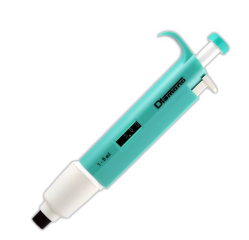 Pipette, Diamond, Adjustable Volume, 1000 - 5000 microliter (1-5 mL), Light Green, Globe Scientific, 3301-5000