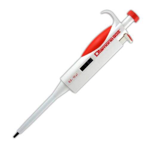 Pipette, Diamond PRO, Adjustable Volume, 0.5 - 10 microliter, Pink, Globe Scientific, 3311-10