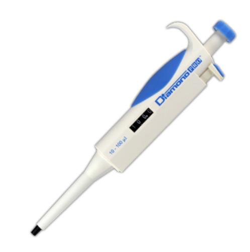 Pipette, Diamond PRO, Adjustable Volume, 10 - 100 microliter, Blue, Globe Scientific, 3311-100