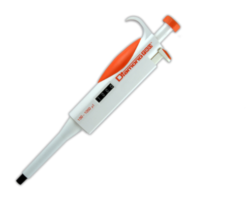 Pipette, Diamond PRO, Adjustable Volume, 100 - 1000 microliter, Orange, Globe Scientific, 3311-1000