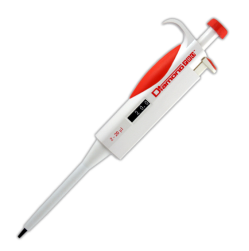 Pipette, Diamond PRO, Adjustable Volume, 2 - 20 microliter, Pink, Globe Scientific, 3311-20
