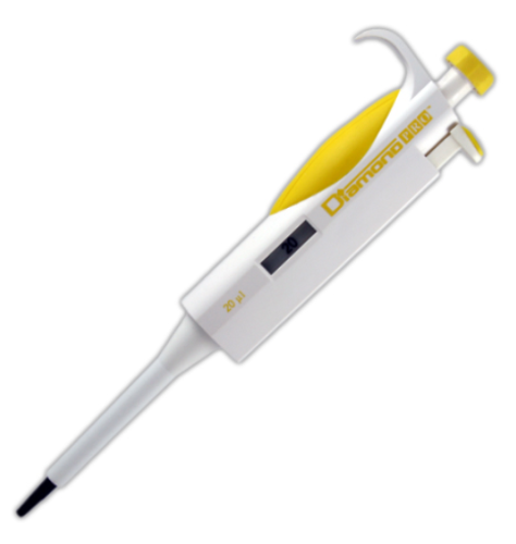 Pipette, Diamond PRO, Fixed Volume, 20 microliter, Yellow, Globe Scientific, 3312-20